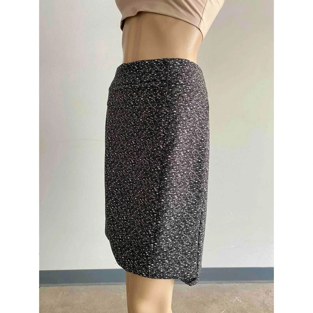 Michael Kors Black White Speckled Tweed Look Pencil Skirt Medium‎